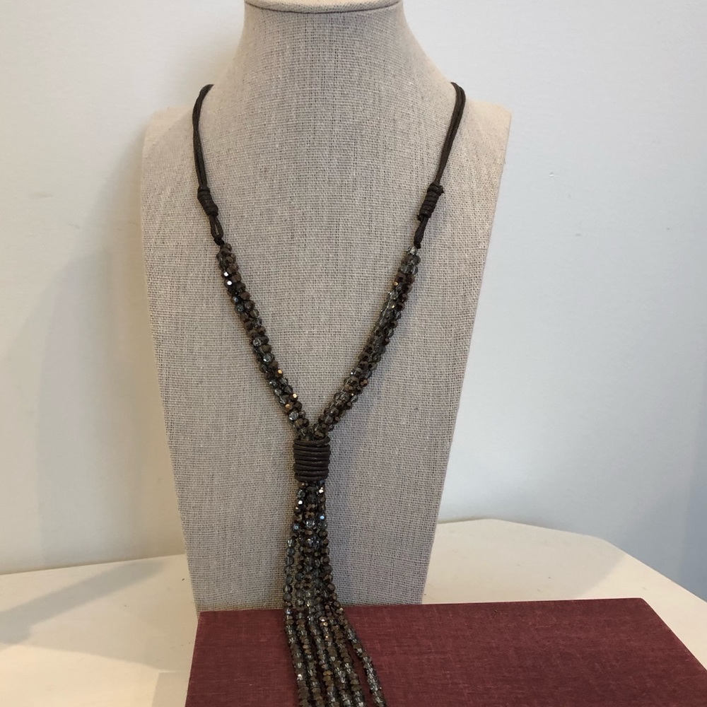 Brown crystal tassel necklace